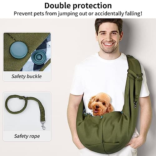 Sarsumir Dog Carrier Bag Dog Sling, Pet Carrier for Small Medium Cat Dog, Puppy Carrier with Adjustable Shoulder Strap Puppy Sling for Travel Walking Shopping, Green — view 3