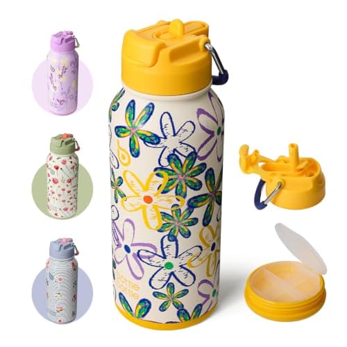 BOTTLE BOTTLE Insulated Water Bottle 950ml Stainless Steel with Straw and Pill Box