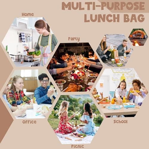 WUWYOUWL Corduroy Lunch Bag Large Capacity Waterproof CoolerBag (Beige) — view 6