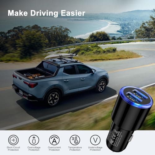 Car Charger Adapter, 4.8A Dual Port Cigarette Lighter USB Charger, Fast Car Phone Charger with Blue LED for iPhone 16/15/14/13/12, Samsung Galaxy S25 Ultra/S24+/S23/S22/A56/A55/A36/A35/A16/A15/Note 20 — view 6