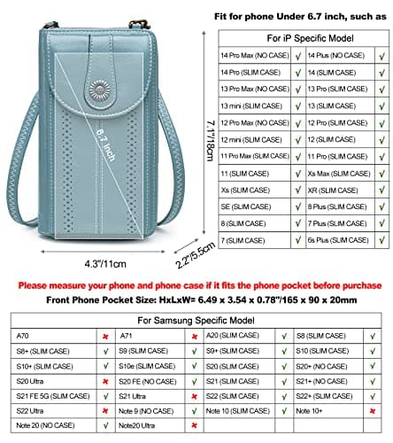 S-ZONE RFID Blocking 6.7 Inch Phone Purse Small Crossbody Bag PU Leather Cellphone Wallet Retro Hollow for Women Lady — view 3