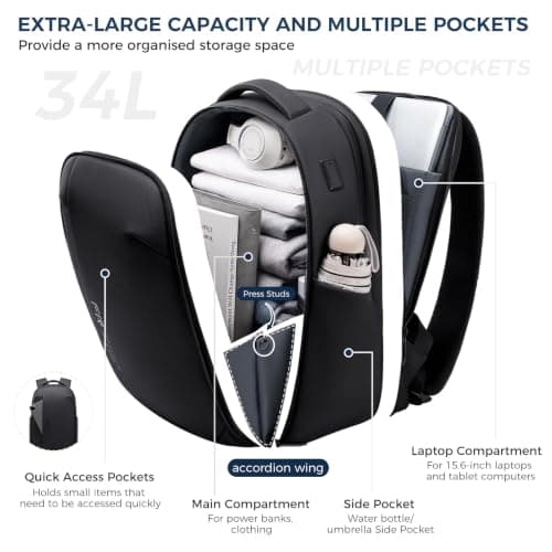 Fenree.geer Expandable Backpack 15.6 Inch,Business Rucksack Travel Backpack — view 2
