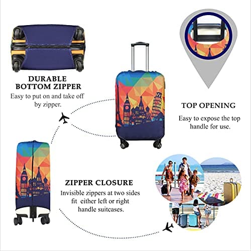 Explore Land Travel Luggage Cover Suitcase Protector Fits 18-32 Inch Luggage Modern City, M (23-26 inch Luggage) — view 3