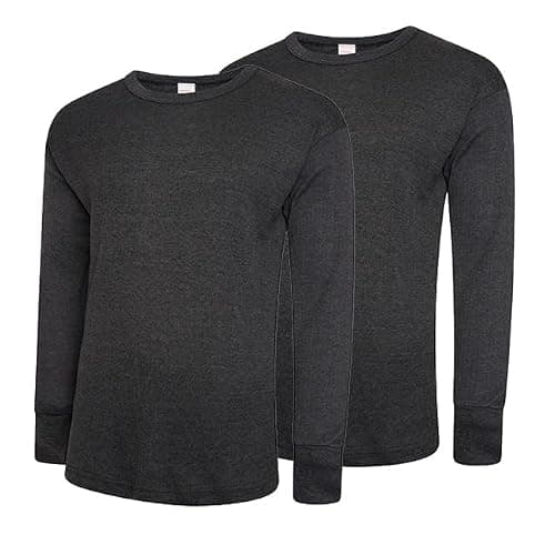DOLCE ENVY Men's Thermal 2 Pack Long Sleeve Tops Warm Base Layer for Winter Suitable for Daily Use High Performance Full Sleeves Tops (Medium, Charcoal) — view 2