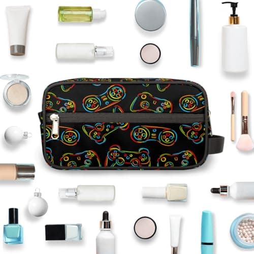 Travel Toiletry Bag for Boys Kids - Colourful Game Controller Waterproof Hanging Dopp Kit for Men, Shaving Bag with Large Capacity for Bathroom, Sports, Shower — view 4