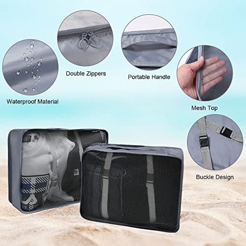 OSDUE Packing Cubes for Suitcase, 8 PCS Travel Organiser Packing Bags Lightweight Waterproof Luggage Packing Organizers for Clothes Shoes, Travel Accessories, Grey — view 5