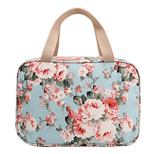 IGNPION Woman Large Travel Toiletry Bag Waterproof Wash Bag Make up Organizer Bag Cosmetic Bag Swimming Gym Bag (Light Blue Flower) — view 6