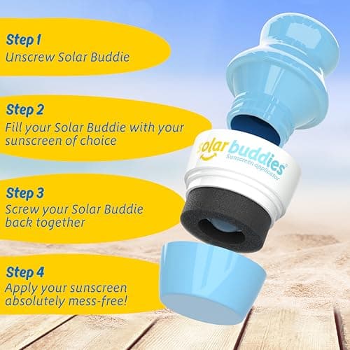 Full Blue Solar Buddies Refillable Roll On Sponge Applicator For Kids, Adults, Families, Travel Size Holds 100ml Travel Friendly for Sunscreen, Suncream and Lotions — view 4