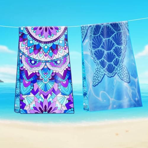 flintronic Microfiber Oversized Lightweight Beach Towel 180x80cm Extra Large Thin Sand Free Towels Travel Swim Pool Camping for Adults Women Men Beach Essentials Vacation Gift-Purple Mandala — view 2