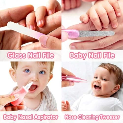 Qunlions life Infant Safety Care Set with Hair Brush Comb Nail Clipper, Baby Essentials Kit for Newborn Girls Boys (Pink) — view 6