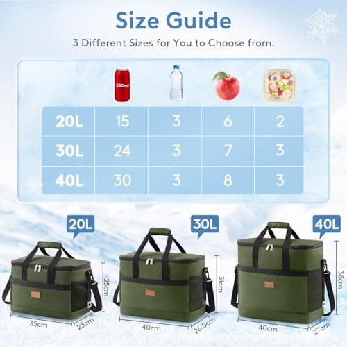 Lifewit Cooler Bag 30 Cans Collapsible and Insulated Large Lunch Bag Leakproof Soft Cooler Portable for Camping/BBQ/Family Outdoor Activities, Green — view 2