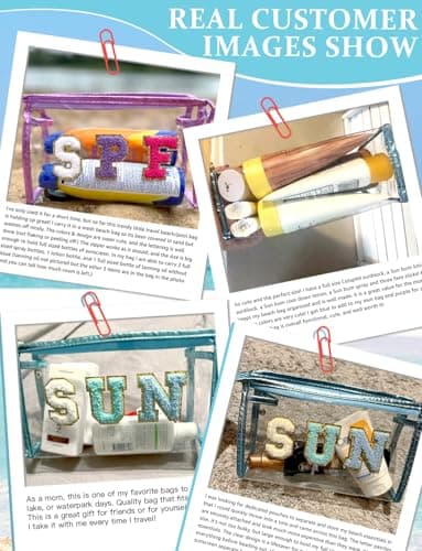 COSHAYSOO Sunscreen Bag Clear Makeup Toiletry Pouch Beach Vacation Essentials for Women Teen Girls Trip Gifts Summer Pool Travel Must Have Accessories Waterproof Stuff, Pink-Sun, 8.8" x 2.7" x 5.5 — view 4