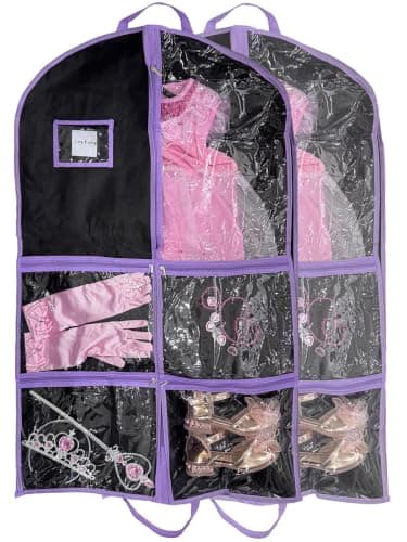 RIDESAIPU Costume Garment Bags for Dancers,Clothes Covers Protector Bags for Travel,Suits,Costume,Cheer Uniform,Cosplay 40" x 24"(Purple,2 Pack)