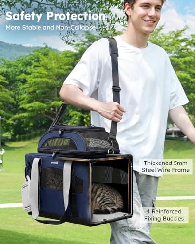 pecute Cat Carrier Top Expandable, Extra Stable Cat Carrier Bag, Blue — view 4