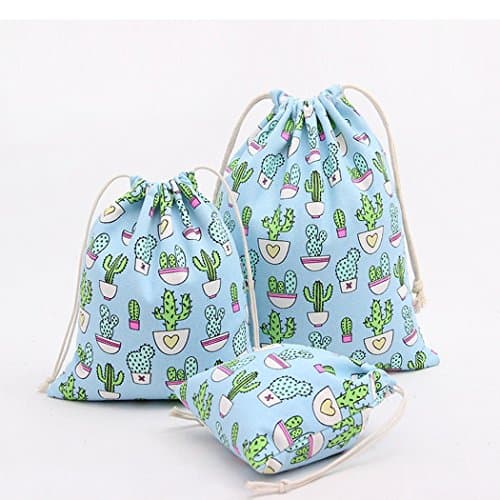 Amoyie Canvas Drawstring Bag 3pcs, Kids Storage Bag, Fabric Organiser Pouch — view 2