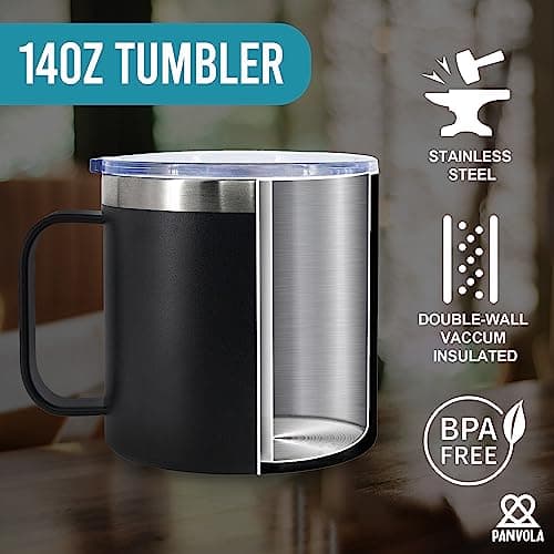 Panvola It's Dr Actually Doctor Insulated Coffee Mug 14oz With Handle And Lid New PhD Student Graduation Physician 304 Stainless Steel Double Wall Vacuum Insulated Tumbler Camping Travel Thermal Cups — view 4