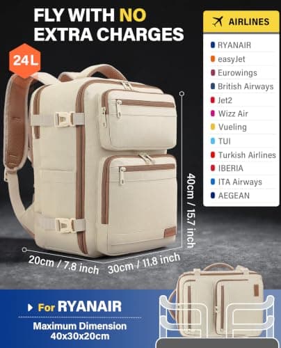 VANKEV 40x30x20 Ryanair Easyjet Eurowings Cabin Bag Travel Backpack — view 2