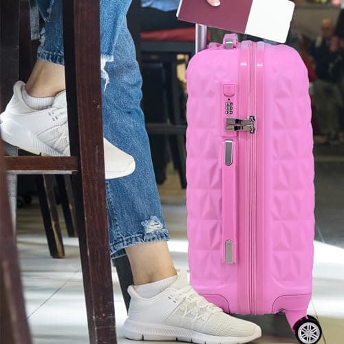 Hard Shell Cabin Carry On Suitcase 55 cm 2.5 kg 35 litres 4 Wheels with Built in 3 Digit Combination Lock, Approved for Ryanair, easyJet, British Airways & More (Rose Pink) — view 5