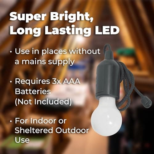 Lyyt Portable LED Pull Light with Adjustable Cord, Ideal for Indoor and Sheltered Outdoor Use, Battery-Powered with Super Bright 60 Lumens Output Cool White — view 3