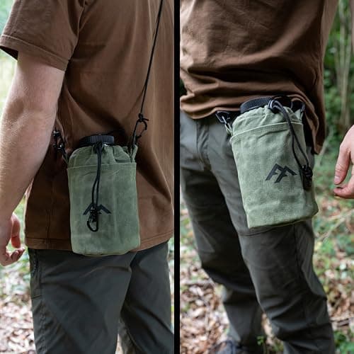 Forest Fundamentals Insulated Bottle Bag Pouch | Compatible with Grayl® Water Filters, 32oz Wide Mouth Bottles & Nesting Cups | Handmade Waxed Cotton Canvas & English Boiled Wool — view 6