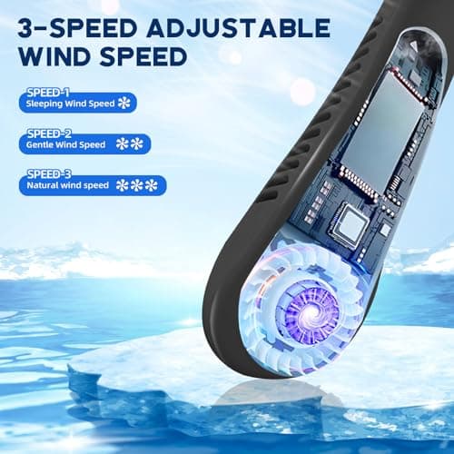 CNMTCCO Portable Neck Fan Rechargeable - Bladeless Wearable Fan with 360° Cooling Airflow, Quiet Personal Neck Air Conditioner for Women and Men, Ideal for Sports, Travel and Holiday Gifts (Black) — view 6