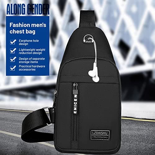 Men's Anti-Theft Shoulder Sling Crossbody Backpack with USB Hole - Waterproof, Lightweight, Hiking, Fashion, Sport, Outdoor, Travel, Cycling Bag — view 6