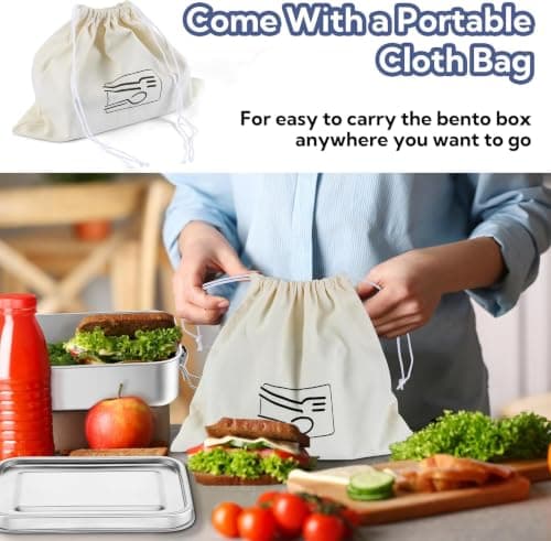 Joyfair 1400ml Stainless Steel Compartment Bento Lunch Box with Cloth Bag — view 6