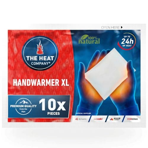 THE HEAT COMPANY Handwarmer XL - 10 Pieces - EXTRA WARM - XL Hand Heat Pad - 24 Hours Warm Hands - Instant Heat - Air Activated - Purely Natural