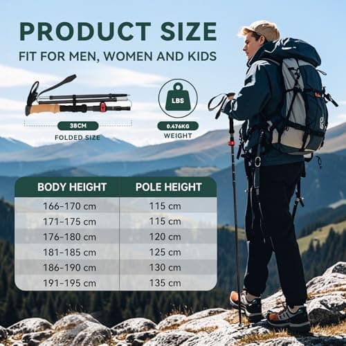 2-Pack Carbon Fiber Folding Walking Sticks for Men and Women,237g Per Pole — view 6