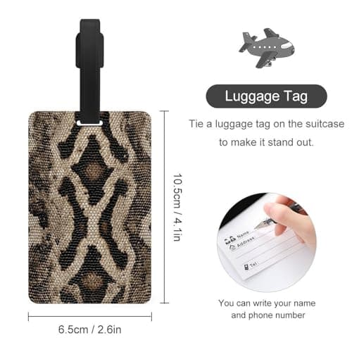 Snake Skin Pattern Brown and Beige Scales Luggage Tag Travel Bag Suitcase Baggage Name Tags — view 2
