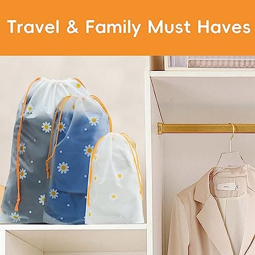 15PCS Resealable Storage Bags for Travel, Waterproof Drawstring Shoe Bags — view 6
