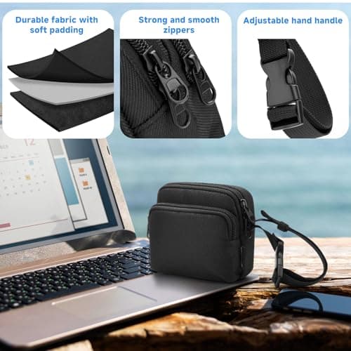 CaSZLUTION Protective Case for TP-Link Ultra-Portable Wi-Fi 6 AX1500 / AX3000 Travel Router (TL-WR1502X / TL-WR3002X), Fabric Portable WiFi Storage Pouch with Cable & Adapter Pocket (Case Only) — view 5