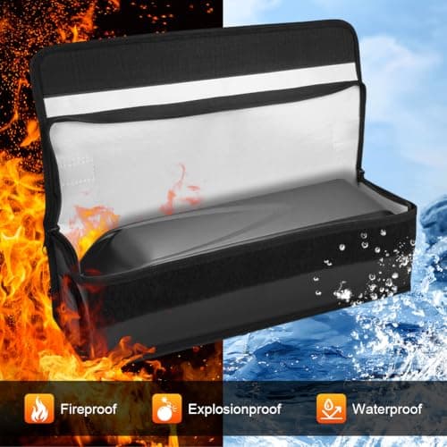 Adiwo Ebike Battery Bag, Large Fireproof Lipo Bag, Explosion-Proof Lipo Safe Box, Extra Large Battery Safety Box, including Fastener, Zip, Cable Guide For Storage, Transport, Charging Case — view 4