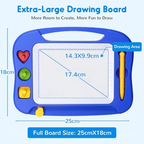 SGILE Toddler Toys for Kids, Toys for 1 2 3 Year Old Girls Boys, Magnetic Drawing Board for Birthday Gift, Etch & Sketch Pad with 3 Stamps, Learning and Educational, Blue — view 2