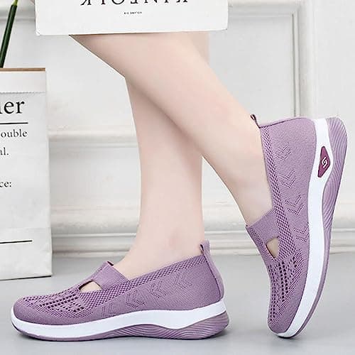 Women Orthopedic Casual Shoes Breathable Soft Sole Orthopedic Walking Shoes Women Orthopedic Walking Sneaker Lightweight Athletic Walking Shoes Lavender — view 3