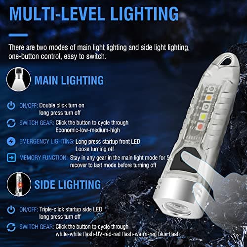 BORUIT V1 Small Torches LED Super Bright 400LM with UV — view 6