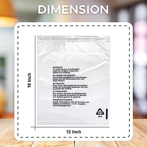 JeeJaan® 100 Pcs of Shirt Packaging Bags 12 x 16 in Clear Garment Bag 305 x 405 mm Polypropylene Bags — view 2