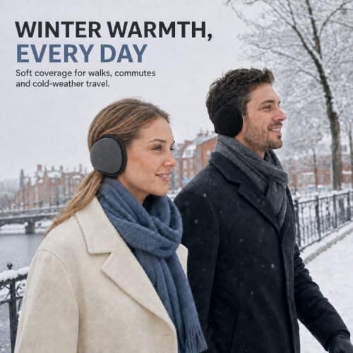 NWDEY 2 Pack Winter Warmers Ear Muffs for Women and Men，Black*Dark Grey — view 2