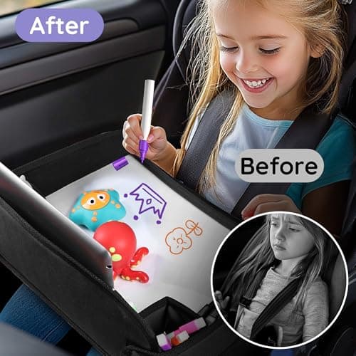 INFANZIA Kids Travel Tray for Car, Car Seat Tray with Markers for Kids — view 5