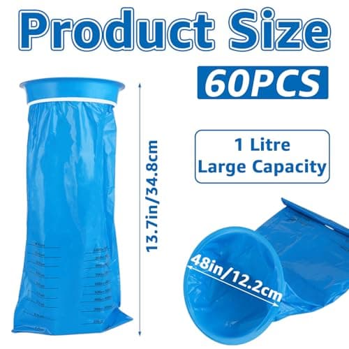 YAYODS 60 Pack Vomit Bags, 1000ml Sick Bags for Car Travel, High Density Emesis Bag for Car Motion Sickness Airsick, Morning Sickness, Disposable Nausea Bags Perfect for Pregnant, Kids, Drivers — view 2