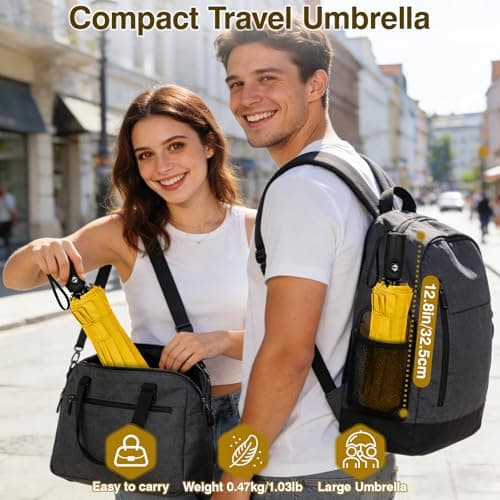 ZOMAKE Compact Umbrella Windproof,Travel Small Umbrella (46in-Yellow) — view 3