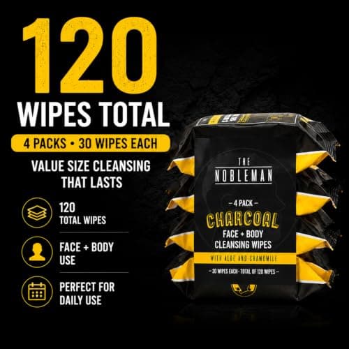 Men's Charcoal Face + Body Cleansing Wipes - 4 Pack (120ct) — view 4