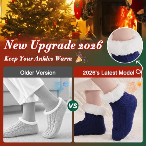 SockWaddles Slipper Socks for Women & Men, Non Slip, Thermal Winter Navy — view 3