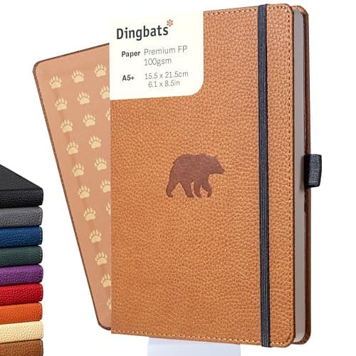Dingbats* Wildlife Plain Journal Notebook A5 - Vegan Leather Hardcover - Ideal for Work, Travel, Writing - with Pocket, Elastic Closure & Bookmark