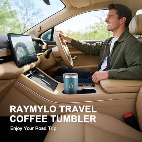 RAYMYLO Insulated Travel Coffee Tumbler 590ml, Detachable Spill-Proof Lid — view 2