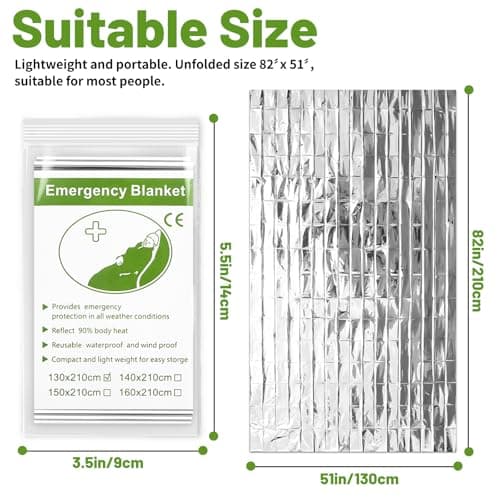 Emergency Thermal Foil Blankets 12-Pack, Survival Blanket 210cm x 130cm — view 3