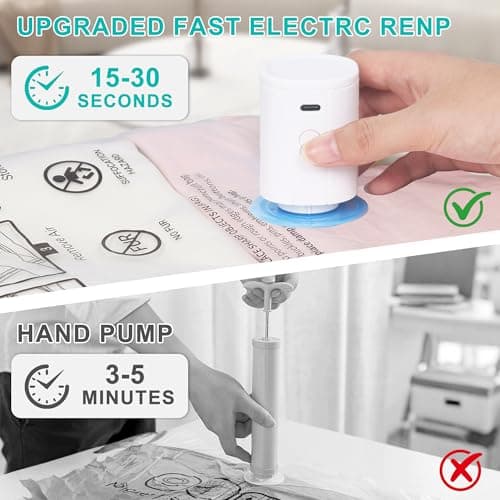 Vacuum Storage Bags,12 Pack Vacuum Bags with Electric Pump,Vacuum Pack Bag for Clothes,Storage,Travel,Luggage,Blankets(4 Large, 4 Medium, 4 Small) — view 2