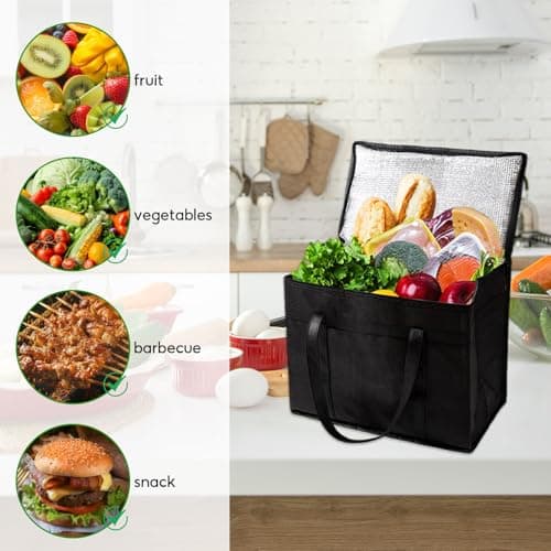 Food Delivery Bag, 31L Insulated Thermal Bag for Hot and Cold Food(Black) — view 5
