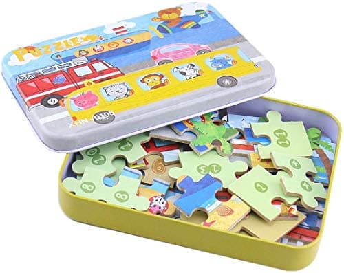 BBLIKE Puzzles Jigsaws for 2 3 4 Year Old - Pack of 4 Puzzles Toy in a Box for Age 2-5, Travel Games for on Plane Educational Learning Birthday Gift Present for Children Boys Girls (Transportation) — view 4