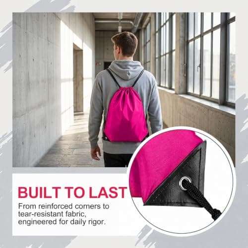 4PCS Pink Drawstring Bags, Waterproof PE Gym Bags for Travel & Beach — view 4
